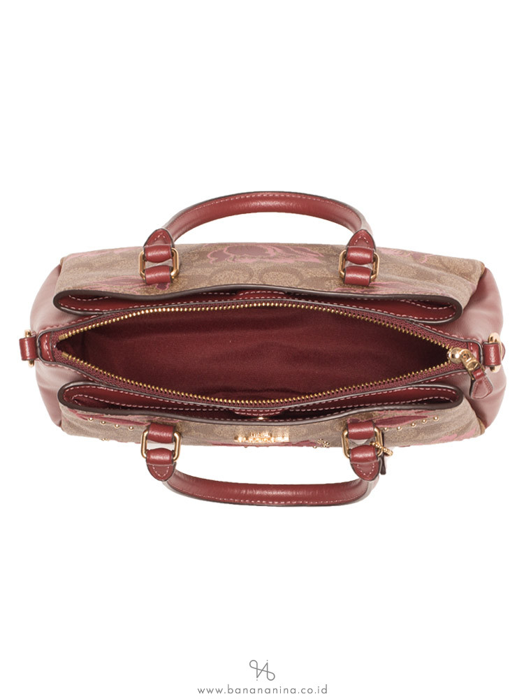 COACH 77850 Signature Desert Tulip Print Mini Sage Khaki Pink