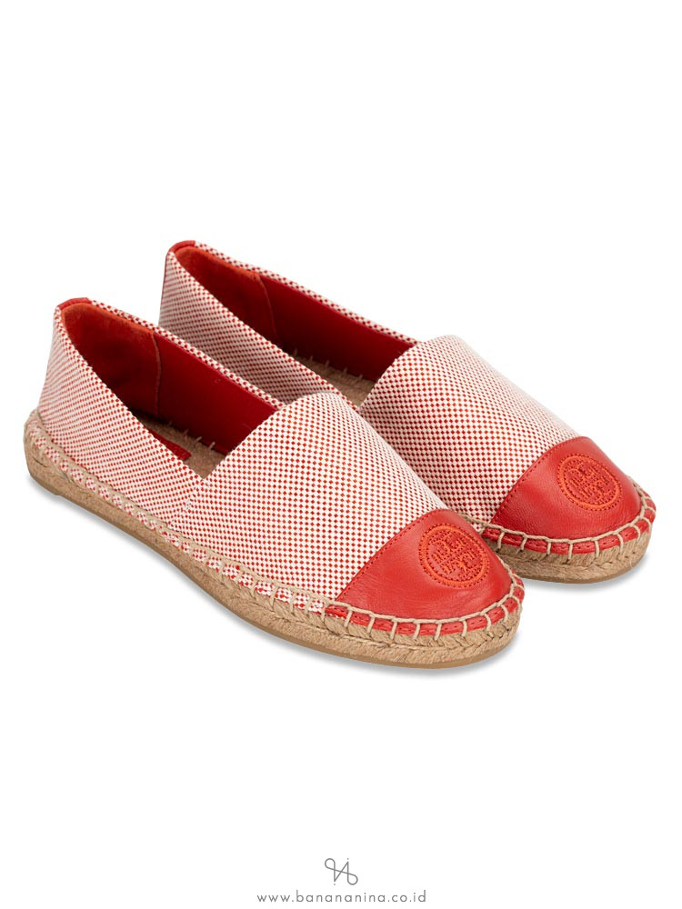TORY BURCH Colorblock Canvas Espadrilles Rusty Knot Sz 5.5