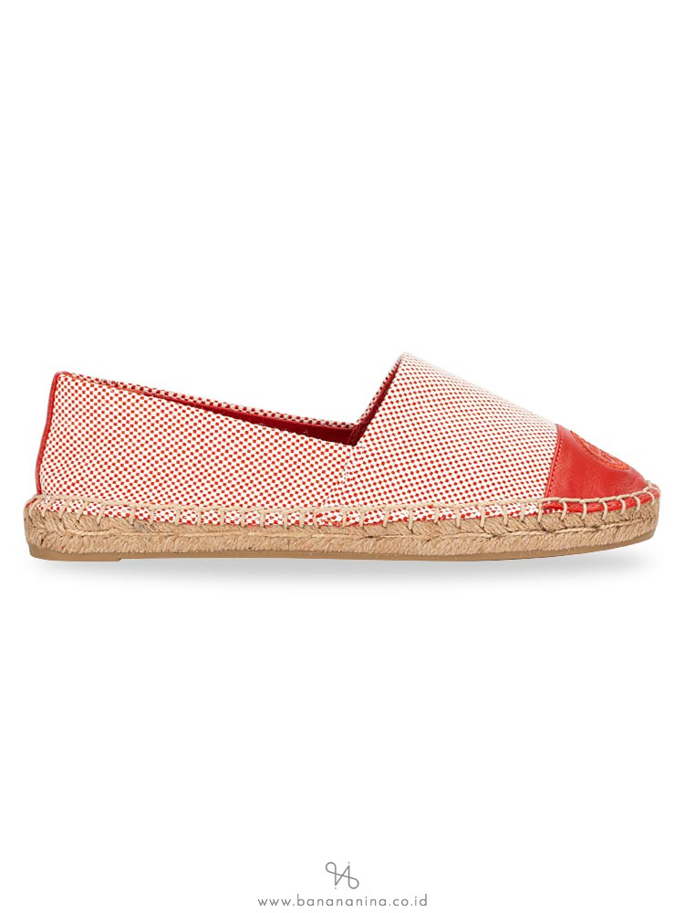 TORY BURCH Colorblock Canvas Espadrilles Rusty Knot Sz 5.5