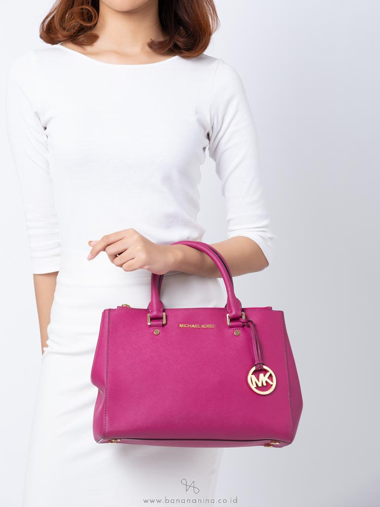 MICHAEL KORS Sutton Saffiano Large Satchel Fuchsia