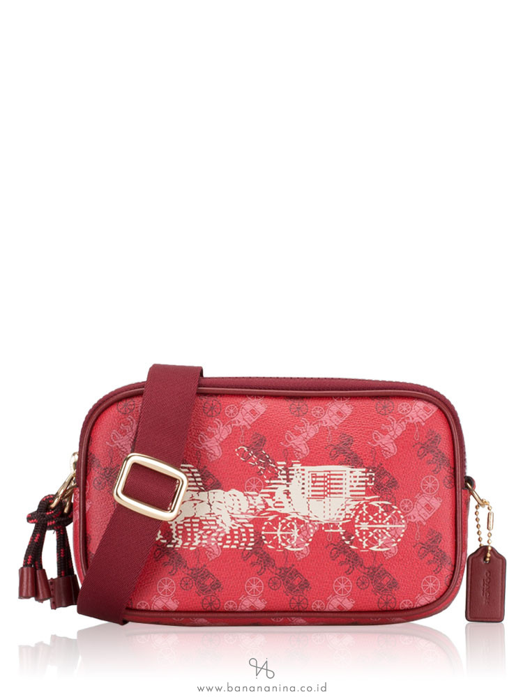 COACH 84639 Horse And Carriage Print Crossbody Bright Red Cherry