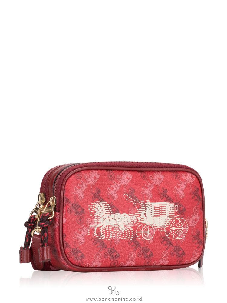 COACH 84639 Horse And Carriage Print Crossbody Bright Red Cherry