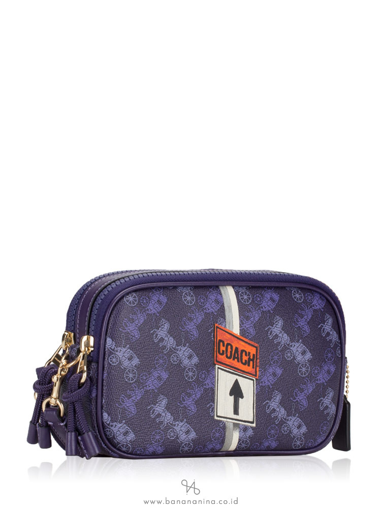COACH 84639 Horse And Carriage Print Crossbody Dark Purple Lavender
