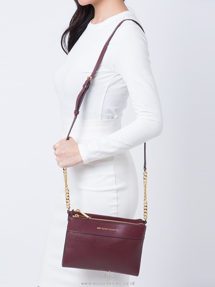 MICHAEL KORS Kenly Large Double Zip EW Crossbody Merlot