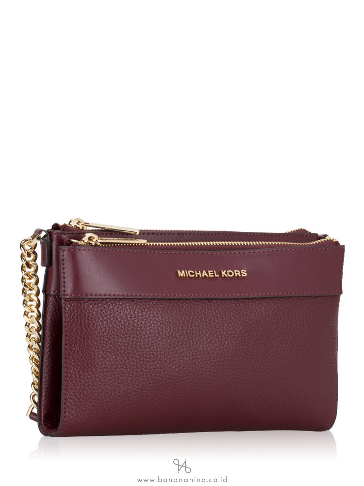 MICHAEL KORS Kenly Large Double Zip EW Crossbody Merlot