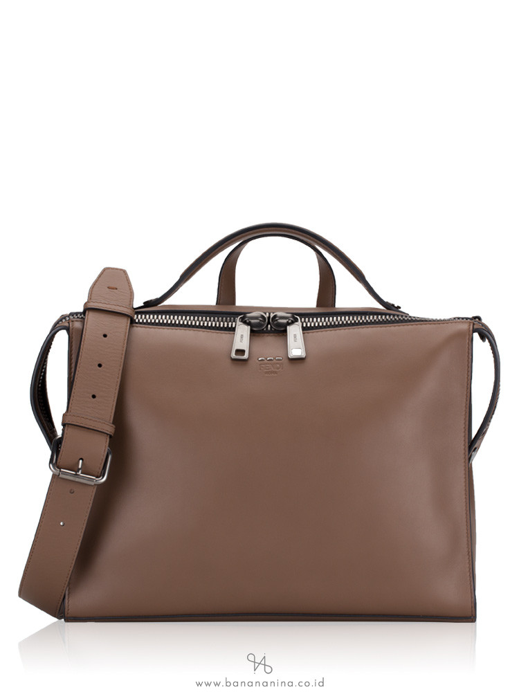 FENDI Men Vitello Grace Urban Briefcase Brown