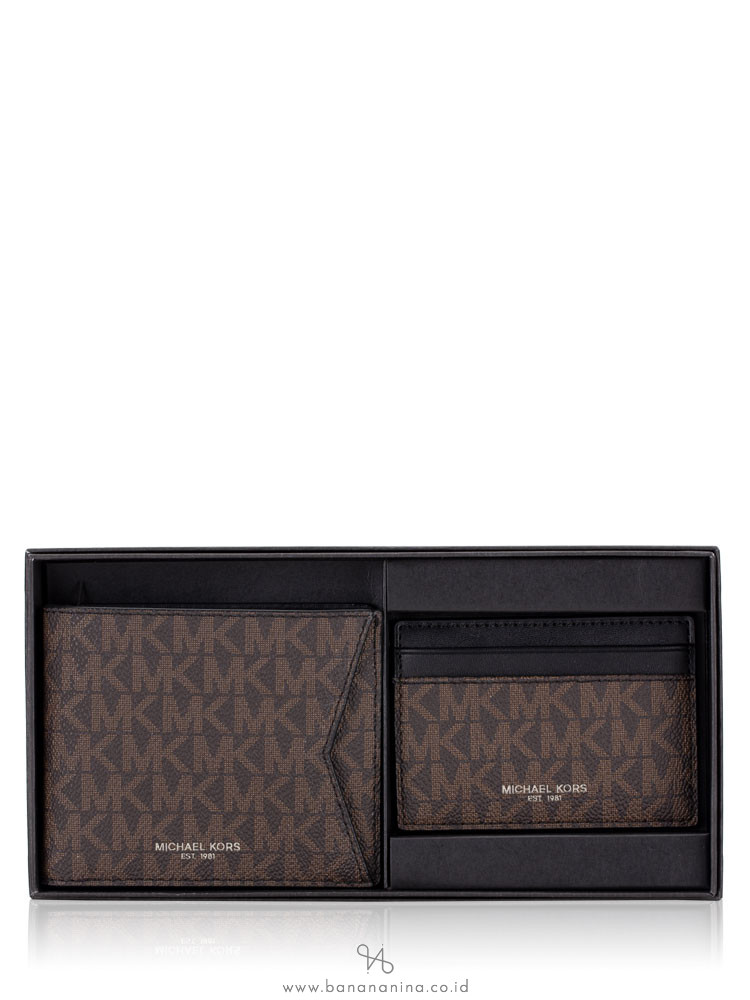 MICHAEL KORS Gifting Billfold Card Case Box Set Brown Black
