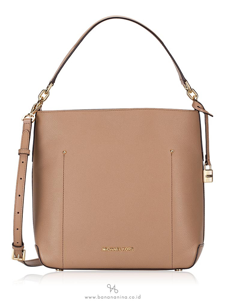 MICHAEL KORS Hayes Leather Large Bucket Bag Dark Khaki