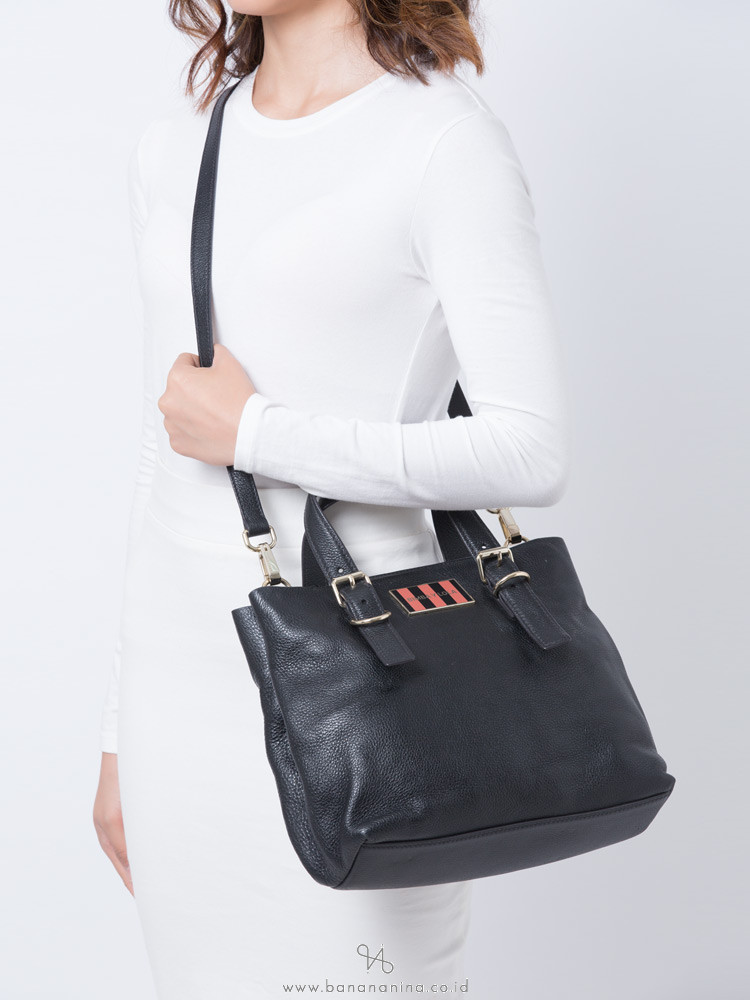 BIMBA Y LOLA Pebble Leather Tote Black