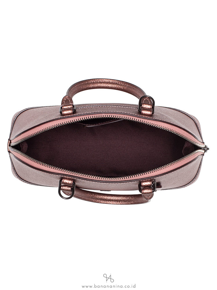 COACH 29170 Metallic Leather Mini Sierra Satchel Dark Blush