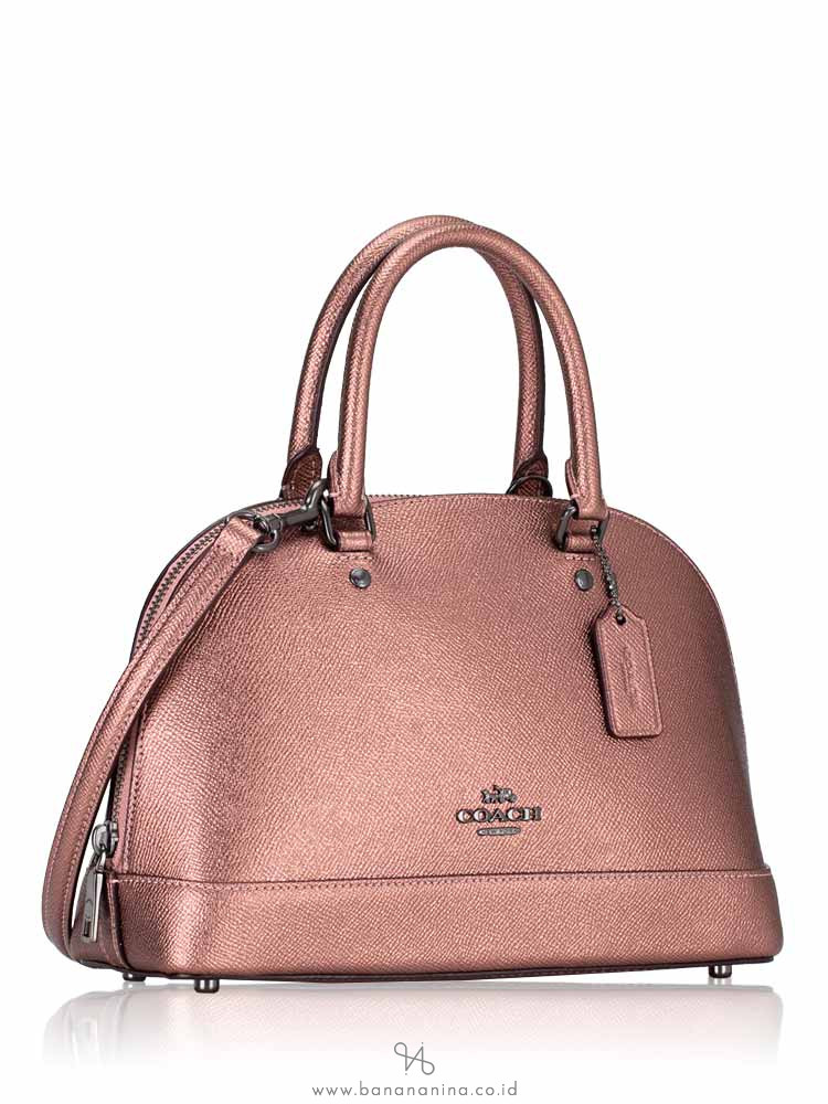 COACH 29170 Metallic Leather Mini Sierra Satchel Dark Blush