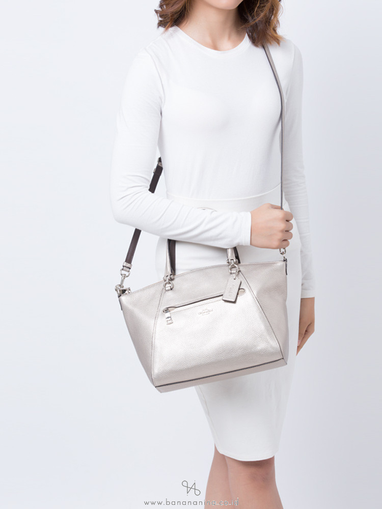 COACH 87686 Metallic Prairie Leather Satchel Platinum
