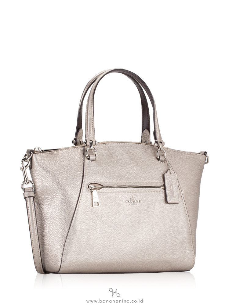 COACH 87686 Metallic Prairie Leather Satchel Platinum