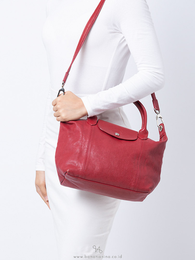 Longchamp Le Pliage Cuir Small SH Red