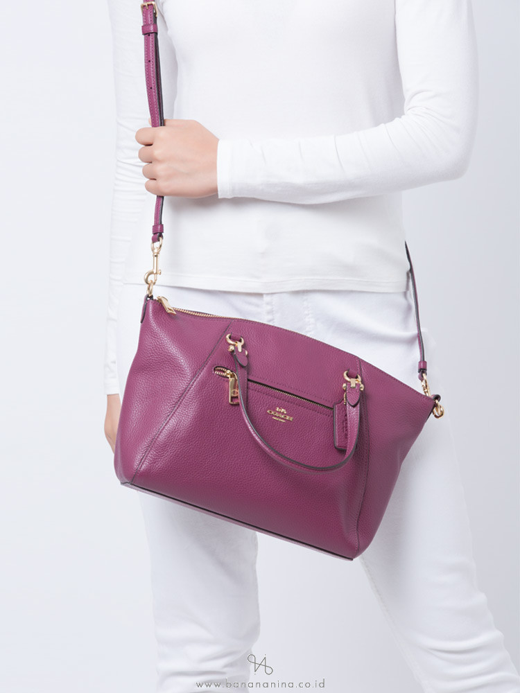 COACH 79997 Pebble Leather Prairie Satchel Dark Berry