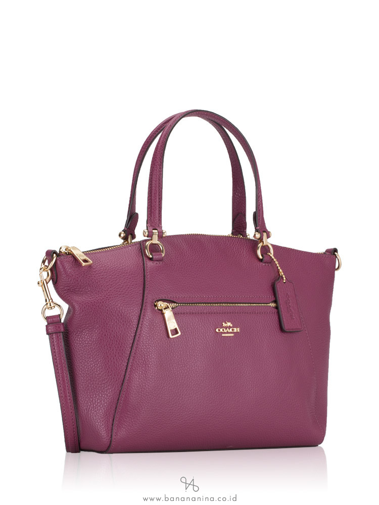 COACH 79997 Pebble Leather Prairie Satchel Dark Berry