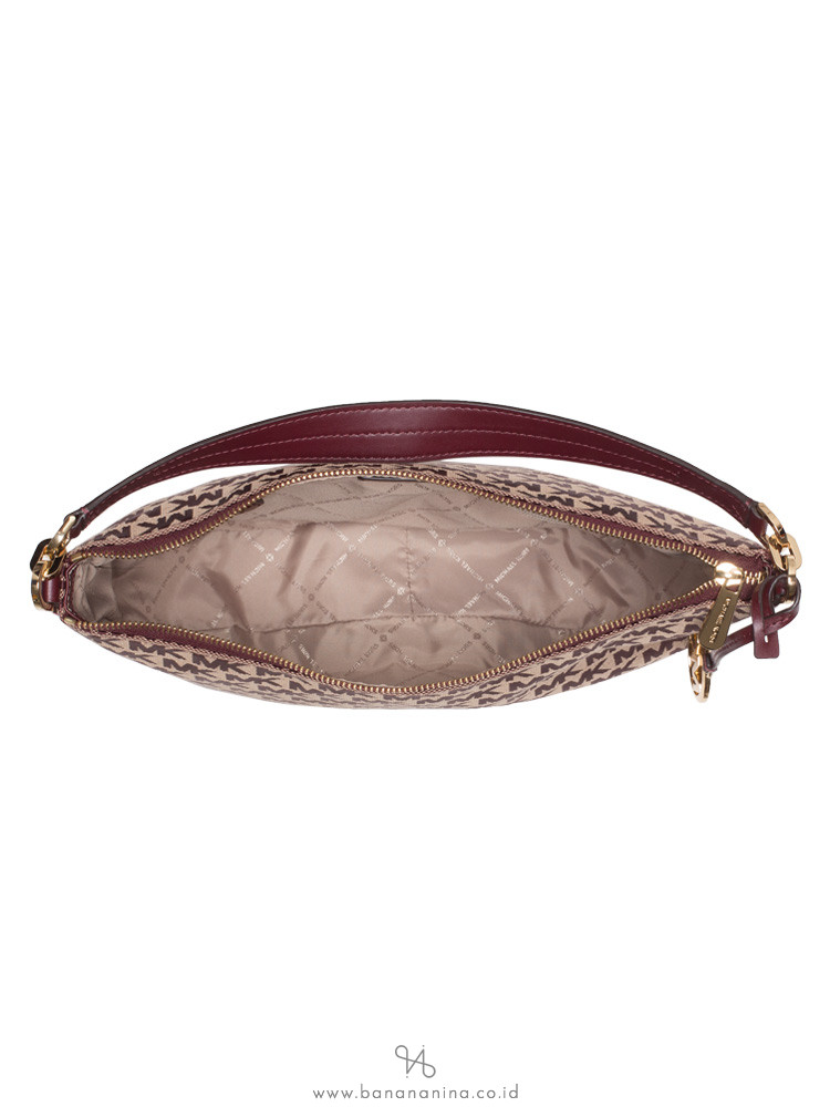 MICHAEL KORS Bedford Signature Canvas Medium Convertible Shoulder Bag Oxblood