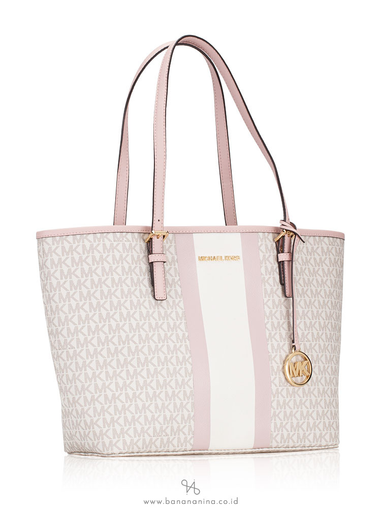 michael kors medium carryall tote vanilla mk signature ballet pink