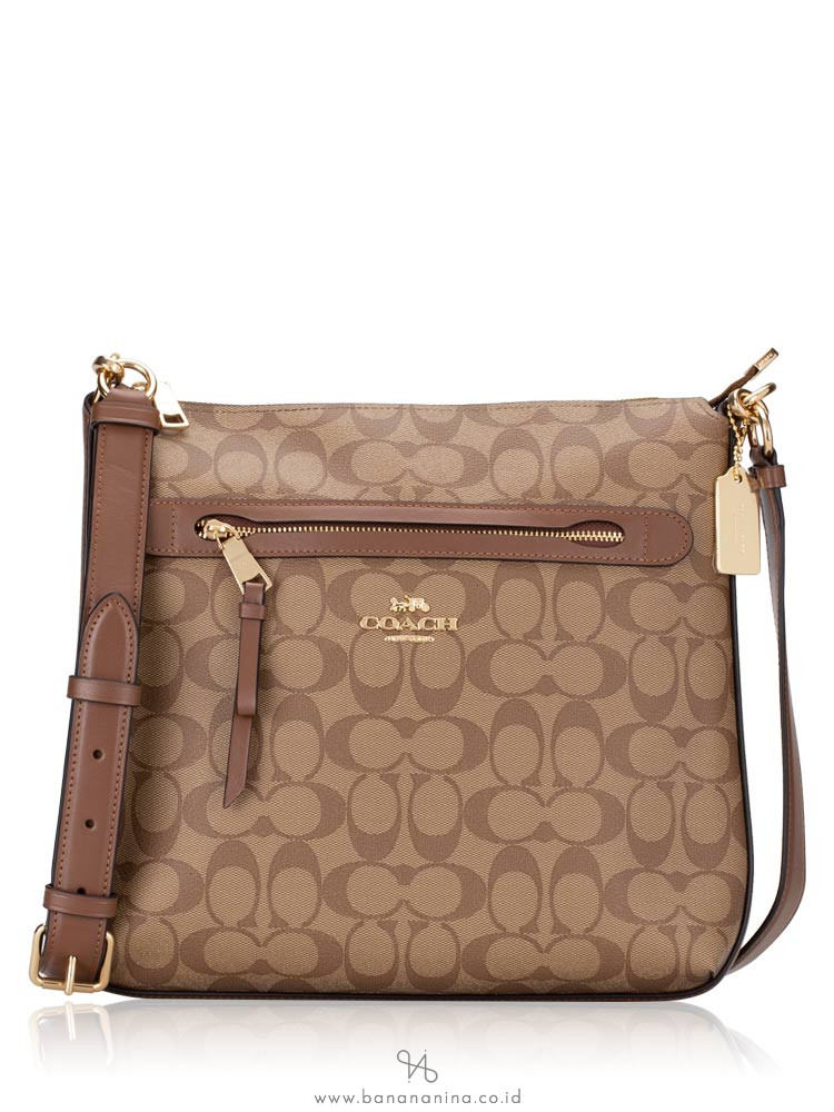 COACH 77885 Signature Mae Crossbody Khaki Saddle