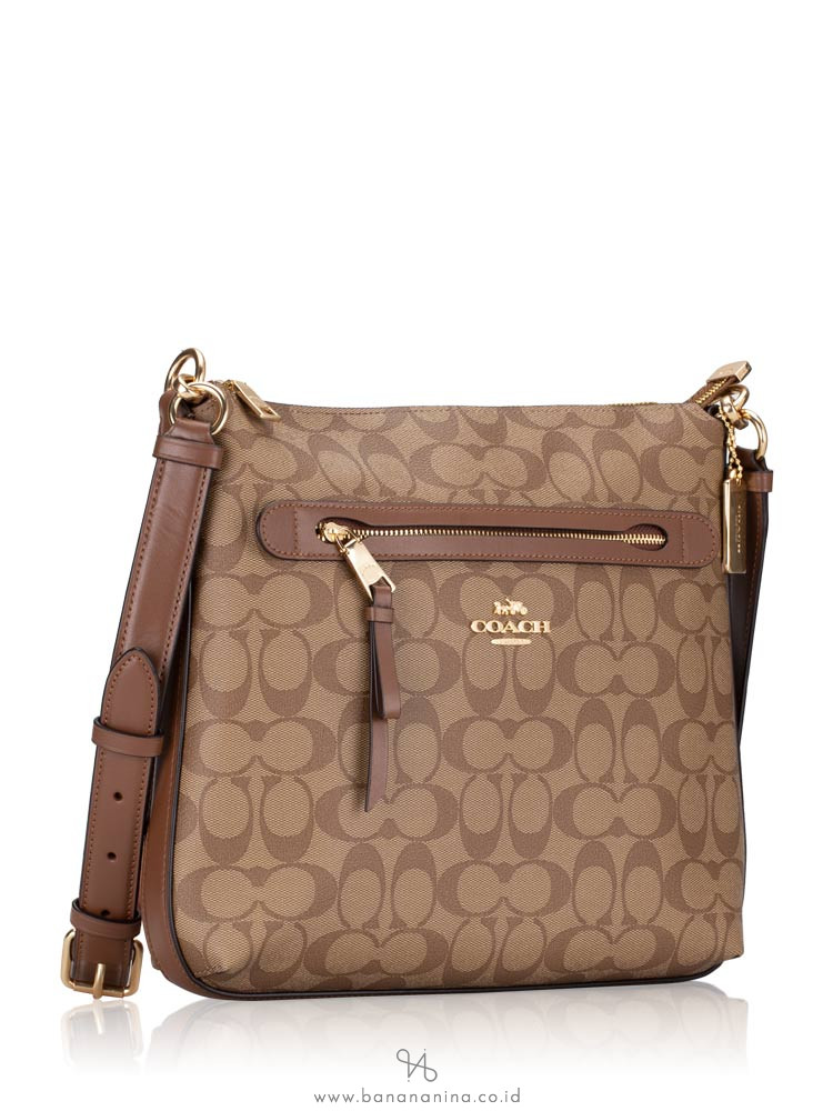 COACH 77885 Signature Mae Crossbody Khaki Saddle