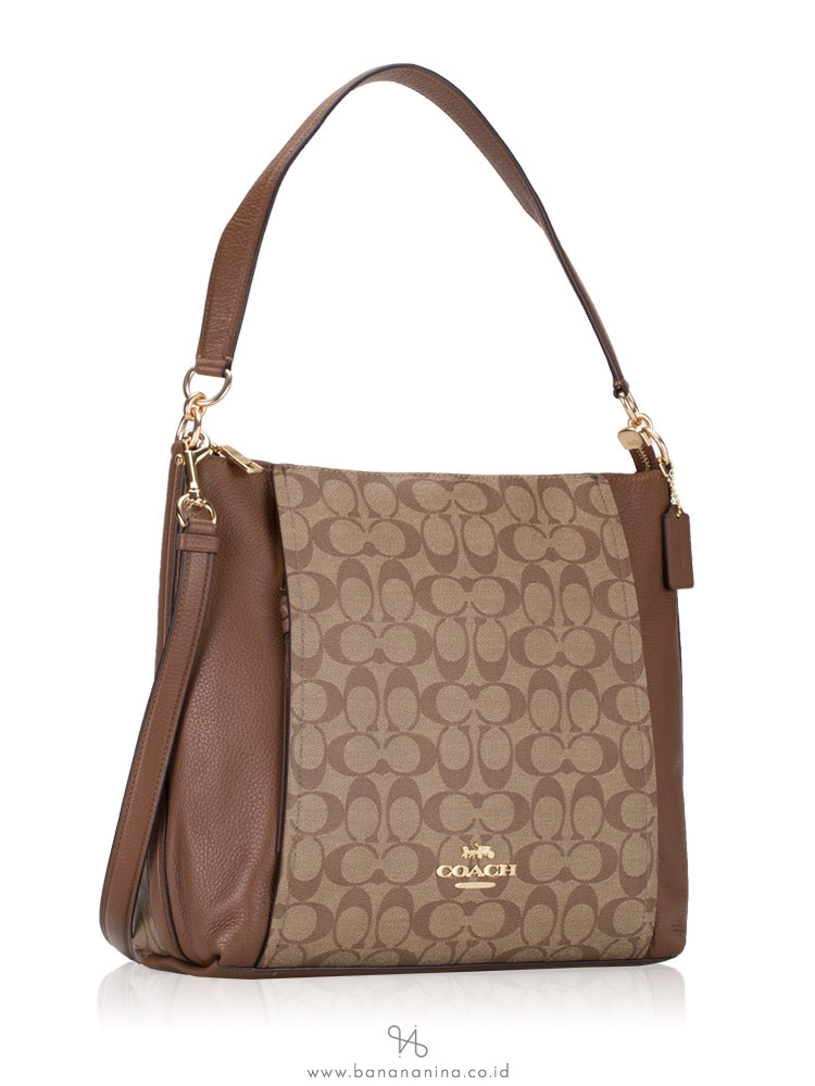 COACH 79993 Signature Marlon Hobo Khaki Saddle