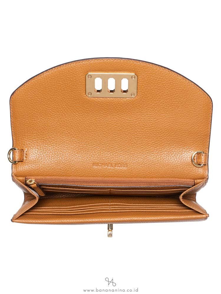 MICHAEL KORS Karson Monogram Crossbody Clutch Brown Acorn