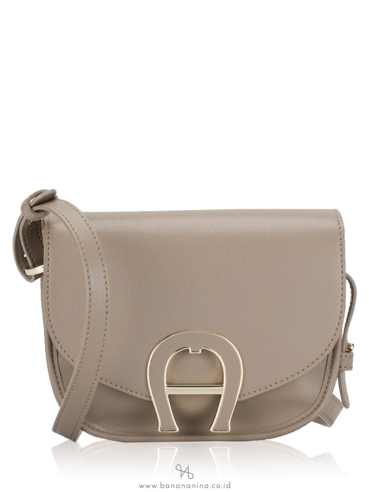 AIGNER Pina Mini Leather Crossbody Bag Taupe