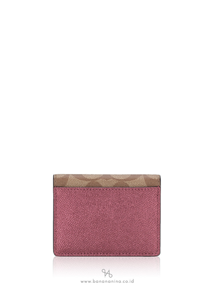 COACH 80122 Signature Make Up Pouch and Mirror Gift Set Khaki Wine