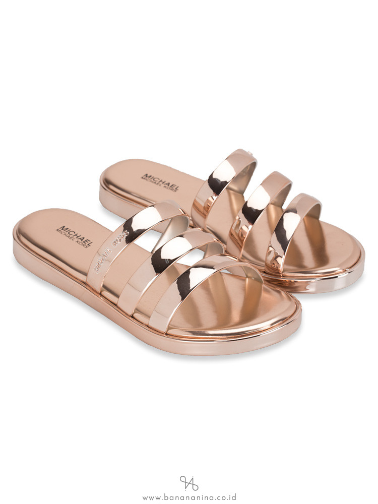 MICHAEL KORS Keiko Slides Sandals Rose Gold Sz 6
