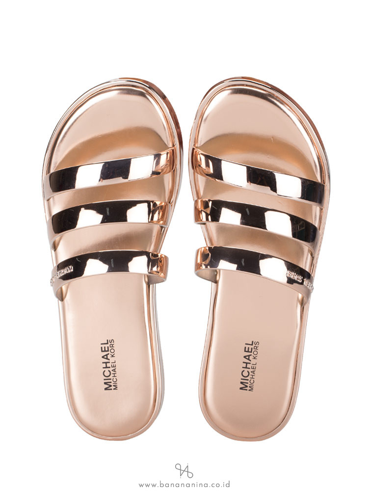 MICHAEL KORS Keiko Slides Sandals Rose Gold Sz 6