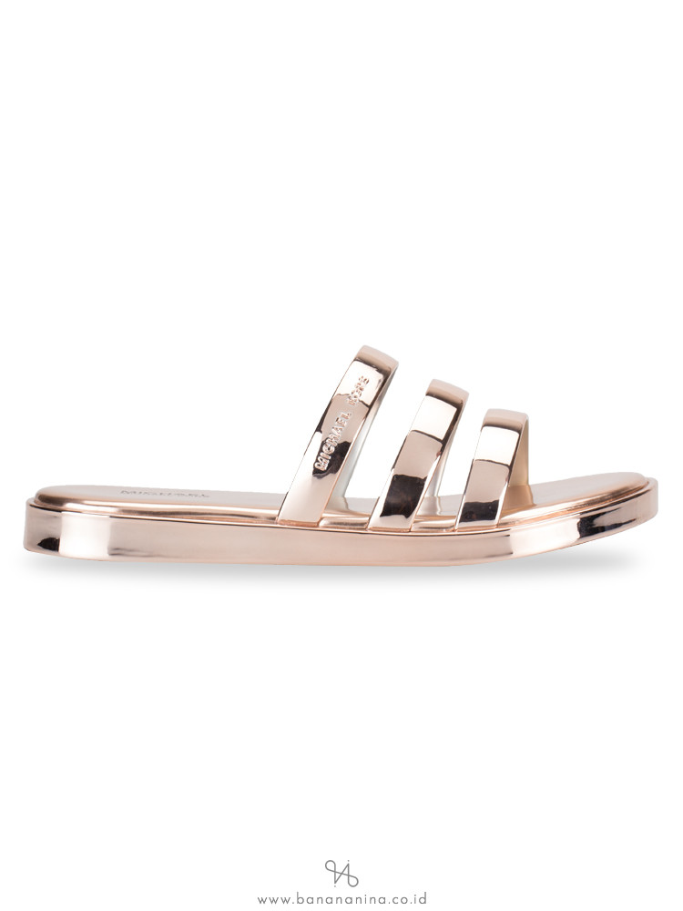 MICHAEL KORS Keiko Slides Sandals Rose Gold Sz 6