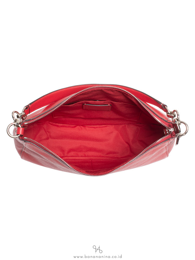 COACH 31399 Pebbled Leather Elle Hobo Bright Cardinal