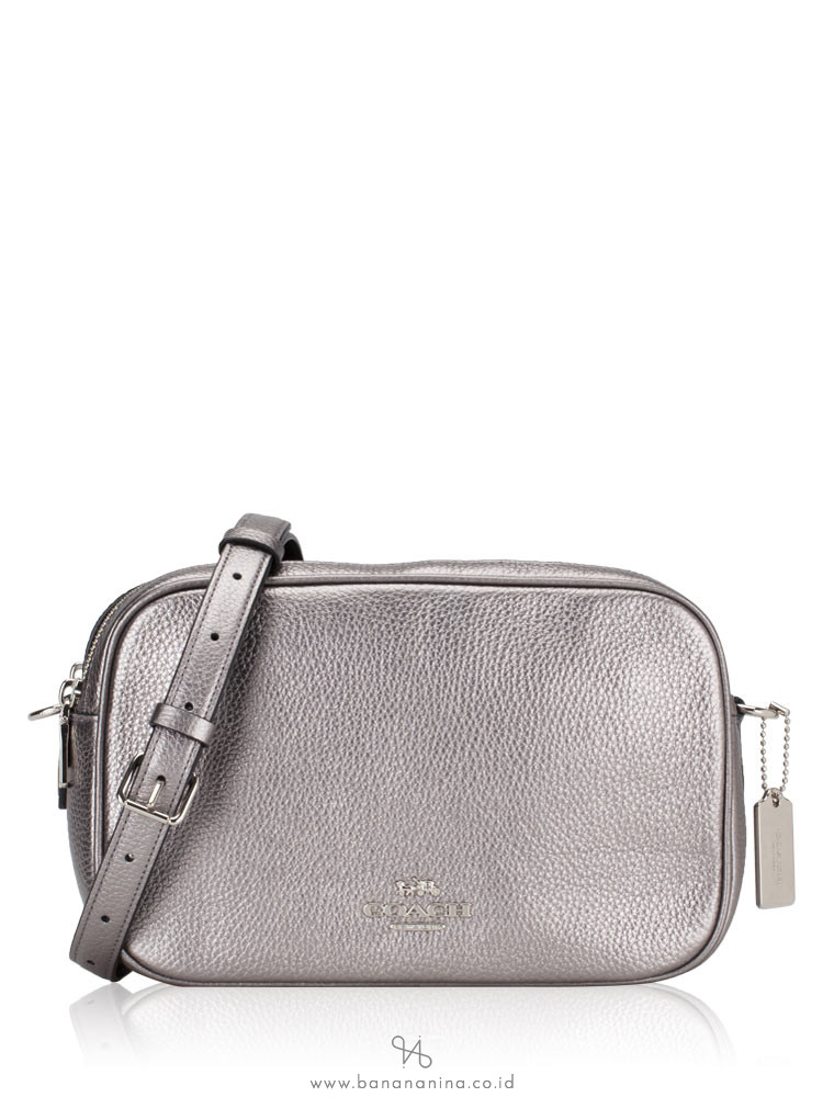 COACH 67406 Metallic Pebbled Leather Jes Crossbody Gunmetal