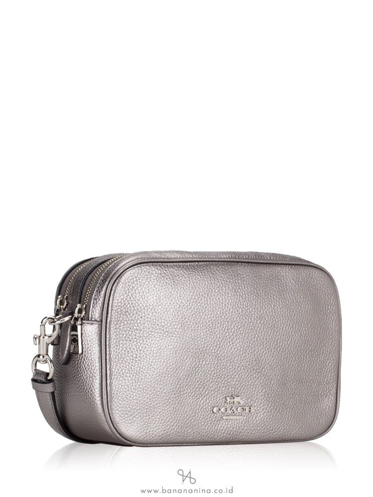 COACH 67406 Metallic Pebbled Leather Jes Crossbody Gunmetal
