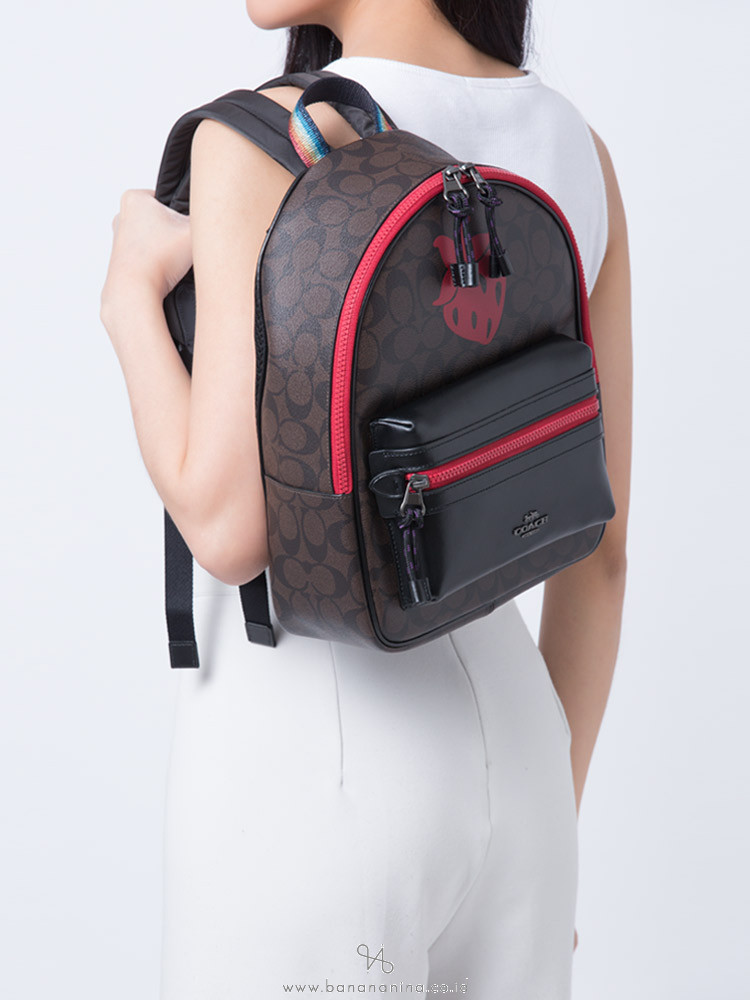 COACH 78252 Charlie Medium Signature Strawberry Brown Black Multi