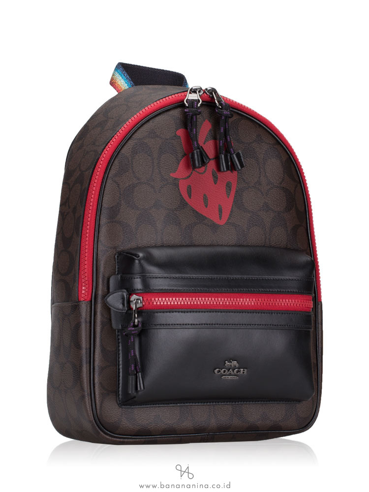 COACH 78252 Charlie Medium Signature Strawberry Brown Black Multi