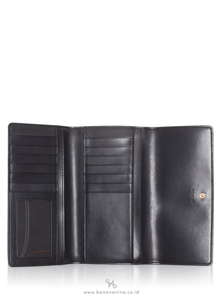 COACH 88024 Signature Trifold Wallet Brown Black