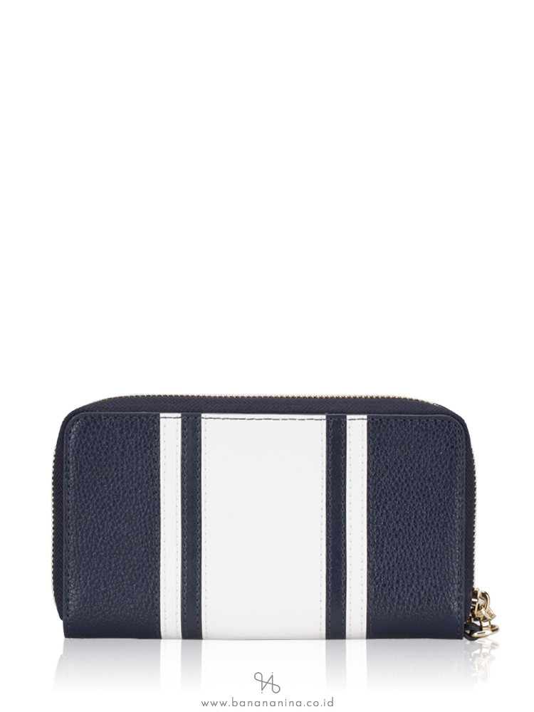 MICHAEL KORS Large Flat Multifunction Stripe Phone Case Admiral Optic White