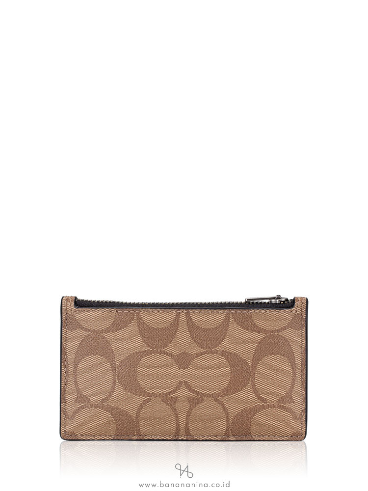 COACH Men 79848 Signature Zip Card Case Fob Gift Set Tan Multi