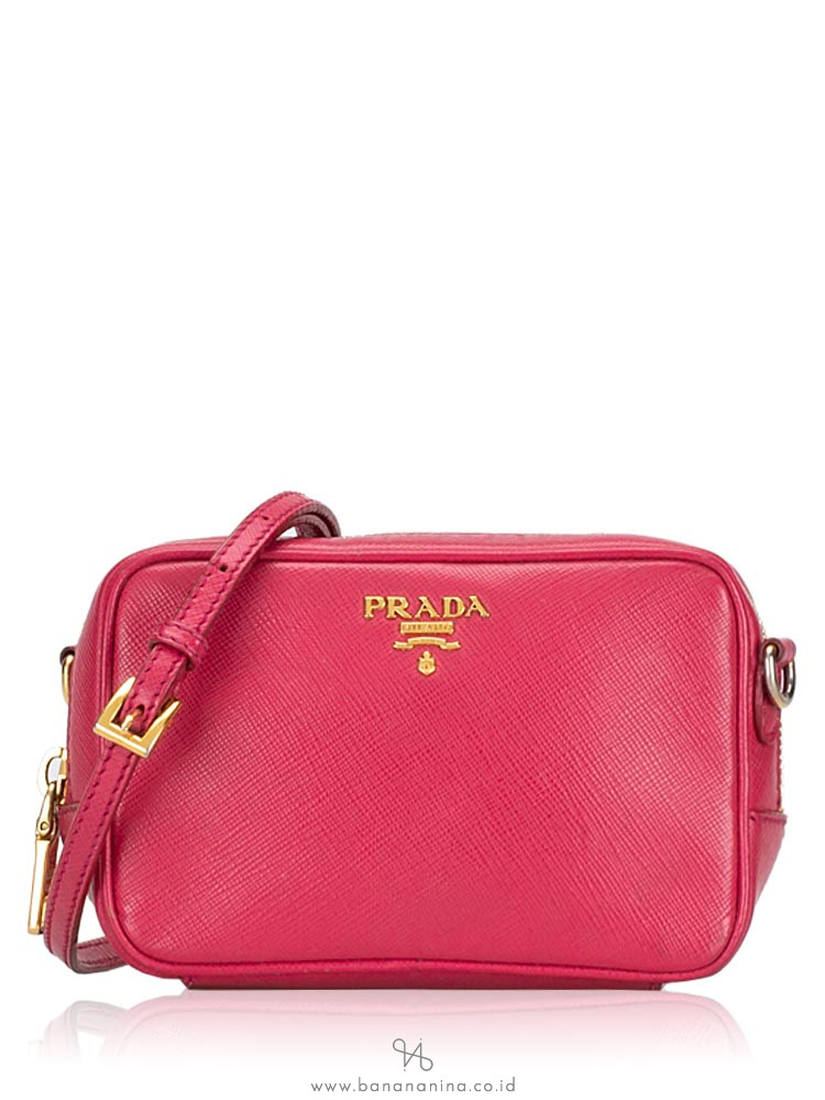PRADA 1N1674 Saffiano Mini Camera Bag Peonia