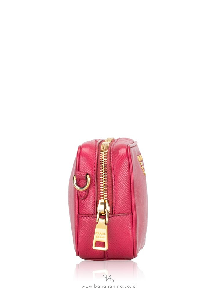 PRADA 1N1674 Saffiano Mini Camera Bag Peonia