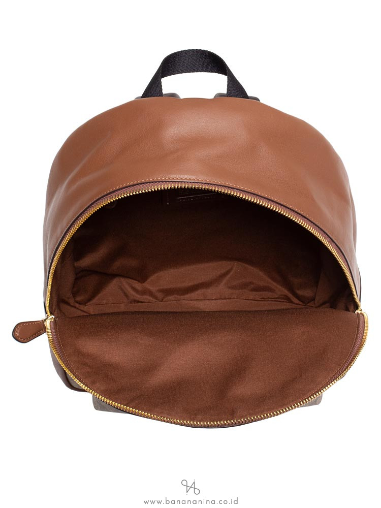 COACH 32200 Signature Charlie Medium Backpack Khaki Saddle