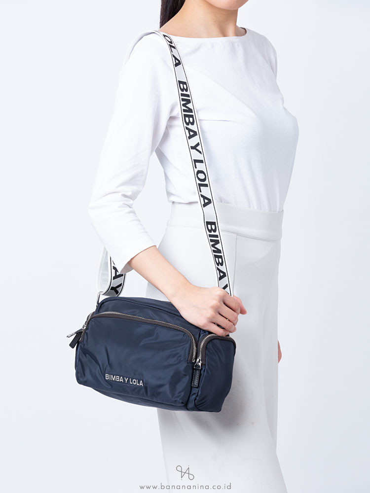 BIMBA Y LOLA Nylon Zip Crossbody Navy