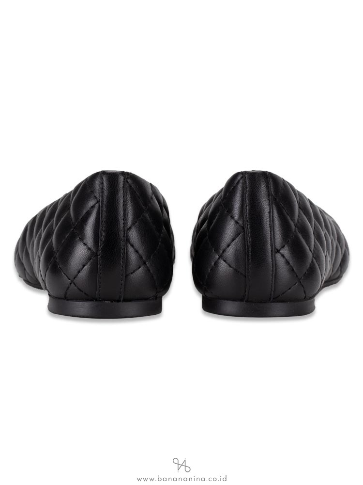 TORY BURCH Benton Quilted Leather Flats Black Sz 7.5
