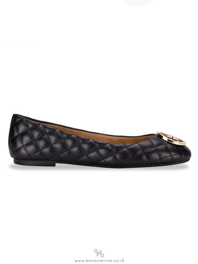 TORY BURCH Benton Quilted Leather Flats Black Sz 7.5
