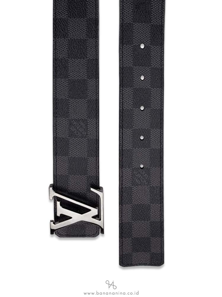 LOUIS VUITTON Men Monogram Damier Graphite 40mm Belt 120 48 Grey