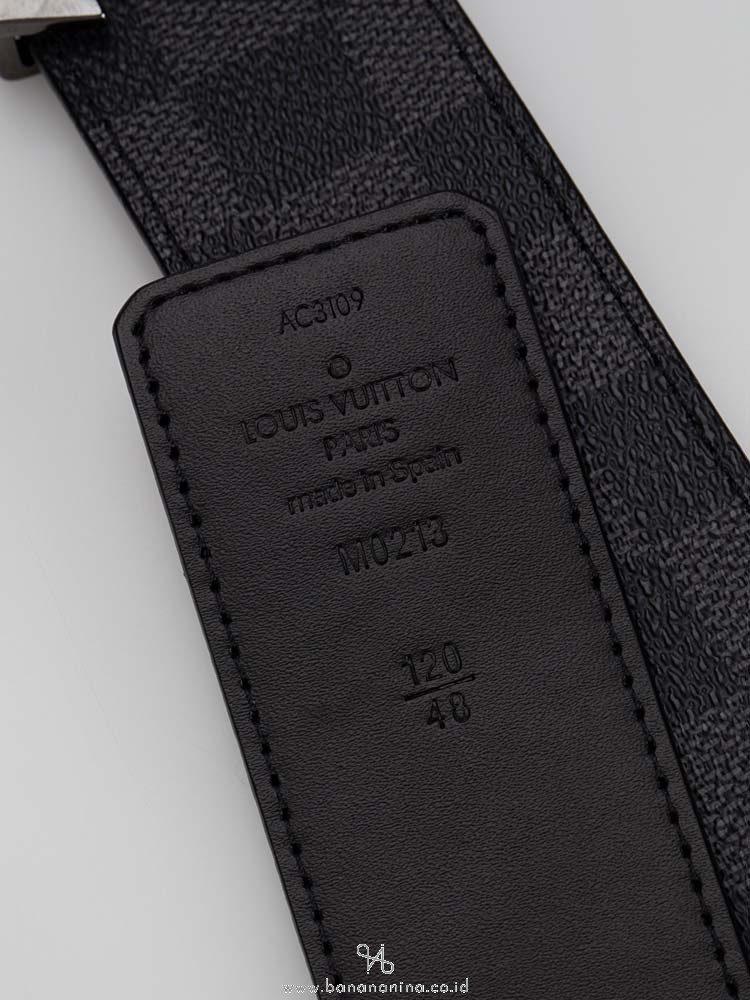 LOUIS VUITTON Men Monogram Damier Graphite 40mm Belt 120 48 Grey