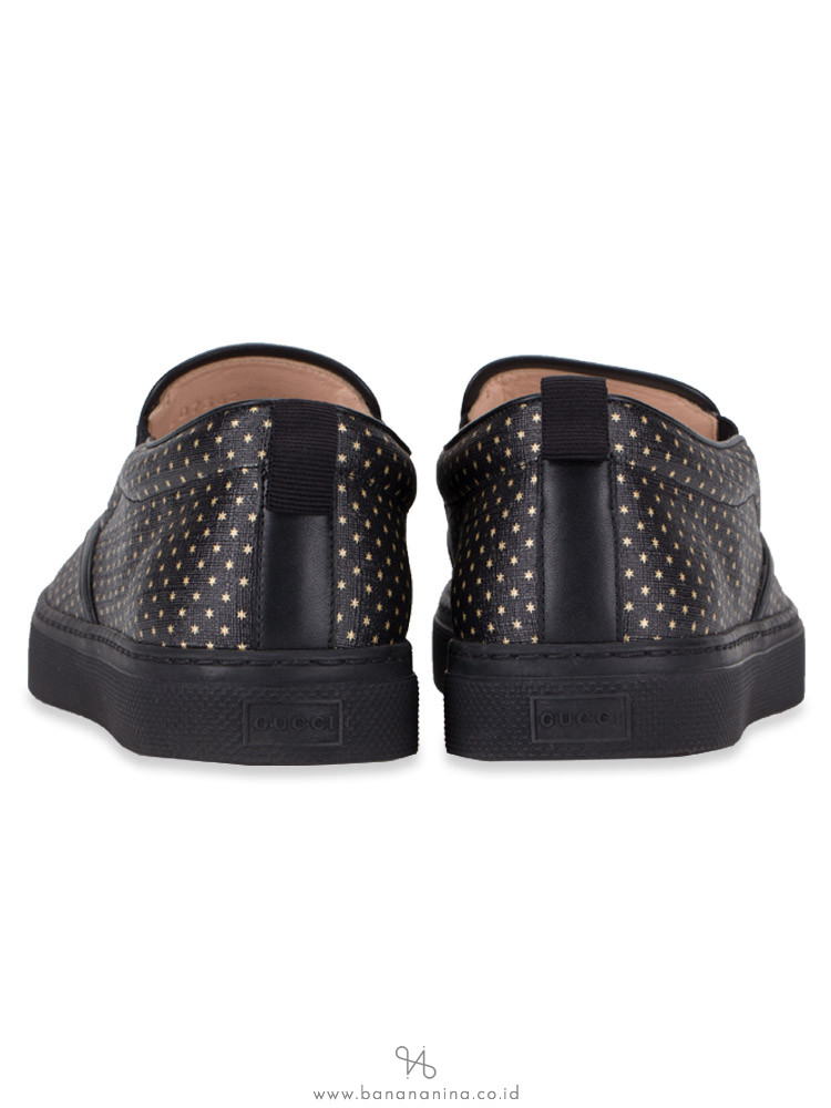 GUCCI Guccy Print Slip On Sneakers Black Sz 8.5