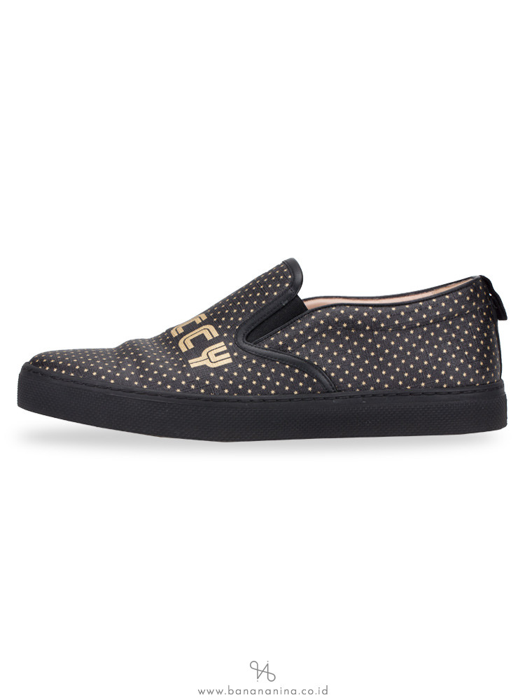 GUCCI Guccy Print Slip On Sneakers Black Sz 8.5