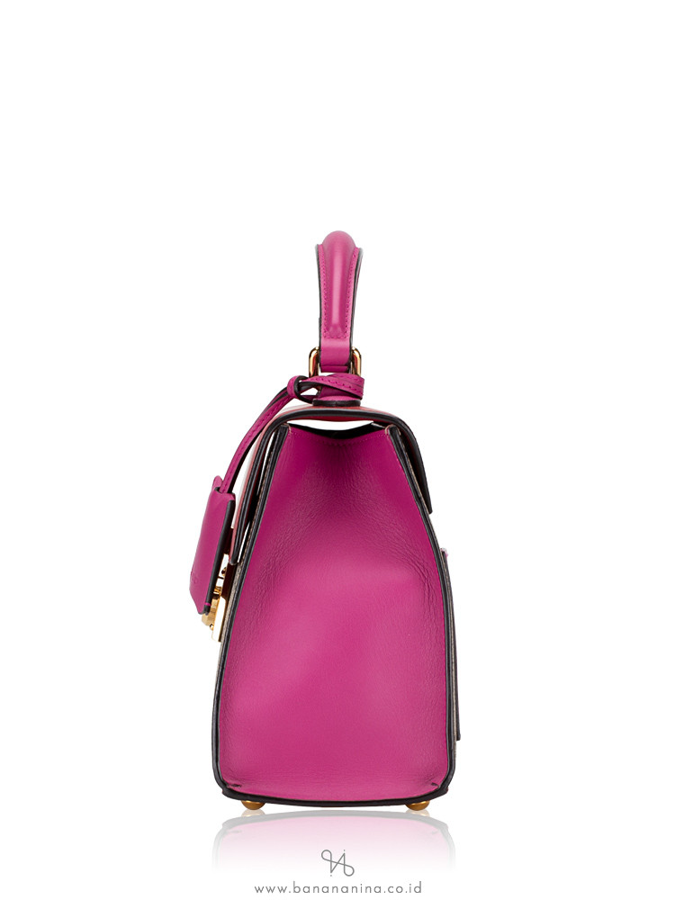 GUCCI GG Supreme Small Padlock Top Handle Bag Beige Red Purple